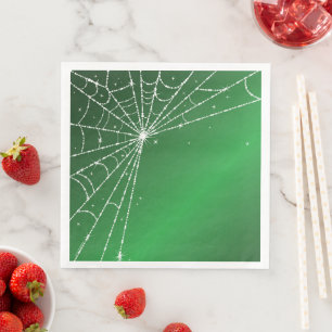 Green und White Sparkling Diamond Spider Web Serviette