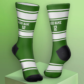 Green und White Sport Jersey - Name Number Socken