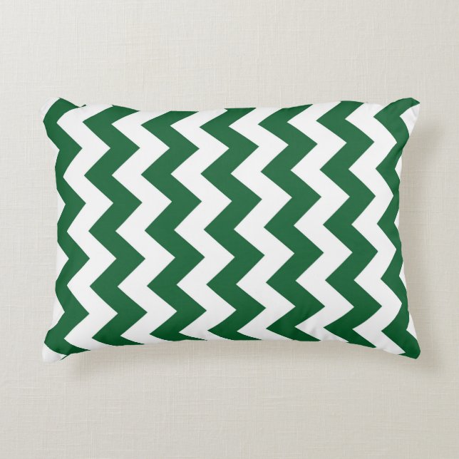 Green und White Zigzag Dekokissen (Vorderseite)