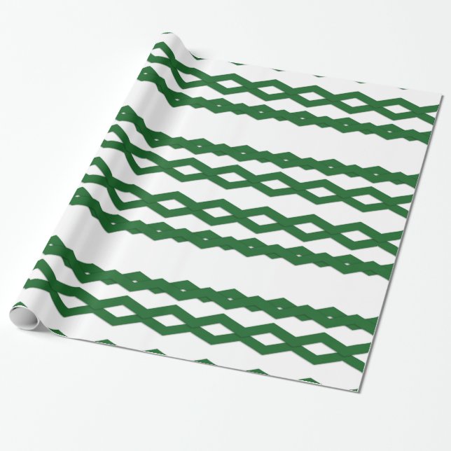 Green und White Zigzag Design Geschenkpapier (Ungerollt)