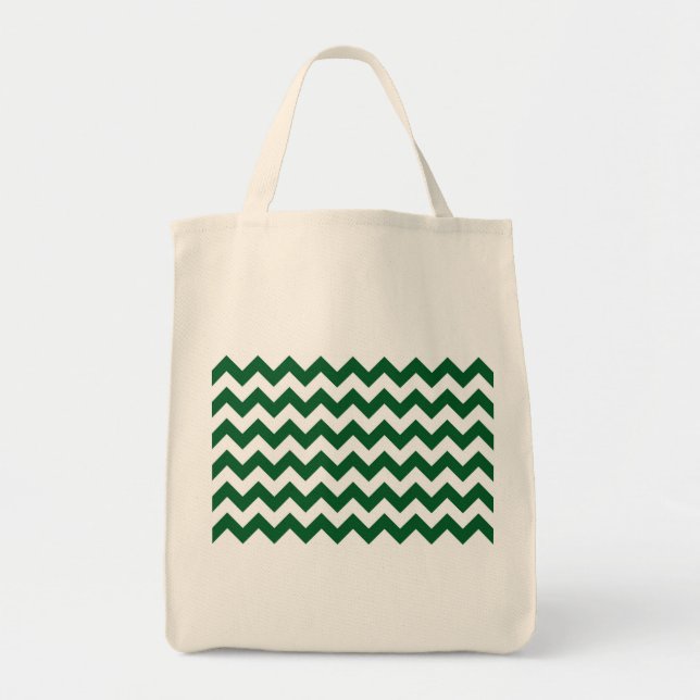 Green und White Zigzag Tragetasche (Vorne)