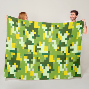 Green und Yellow Digital Camouflage Fleece Blanket