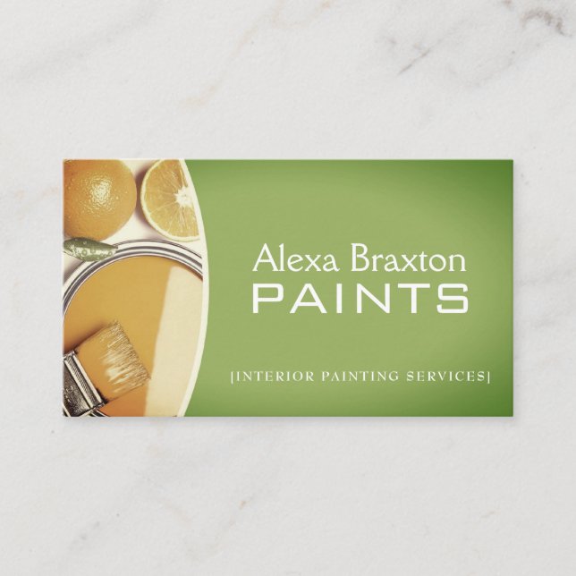 Green und Yellow Interior Painter Business Cards Visitenkarte (Vorderseite)