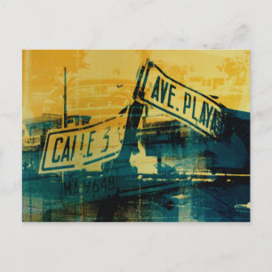 Green und Yellow Street Sign Postkarte