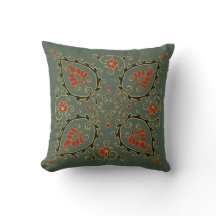 Green Uzbekistan design on Pillow