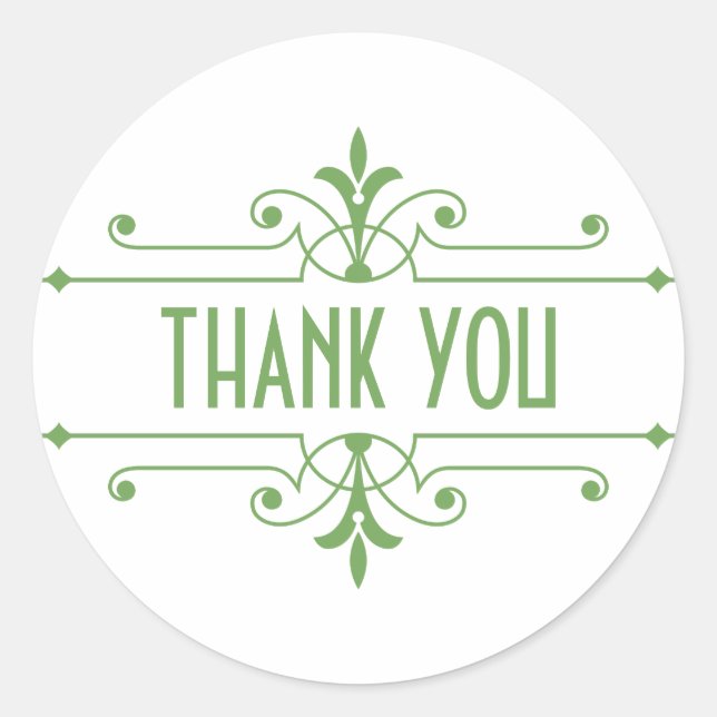 Green v2 Extravagant Ornamental Danke Stickers (Vorderseite)