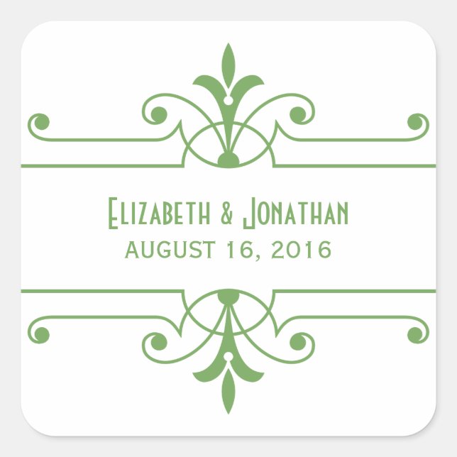 Green v2 Extravagante Ornamental Wedding Stickers (Vorderseite)