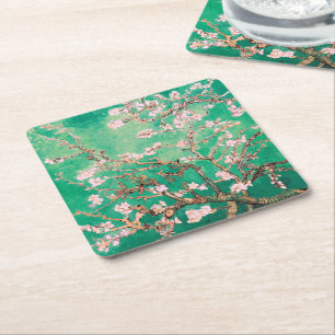 Green Van Gogh Almond Bllossoms Rechteckiger Pappuntersetzer
