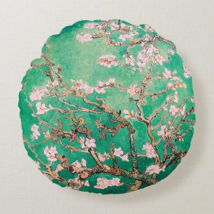Green Van Gogh Almond Bllossoms Rundes Kissen
