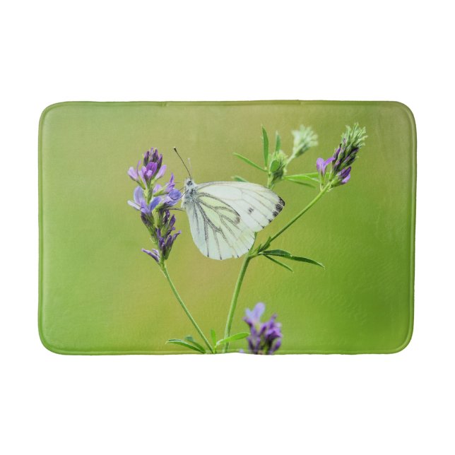Green Veined White Butterfly Badematte (Vorderseite)