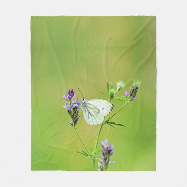 Green Veined White Butterfly Fleecedecke (Vorderseite)