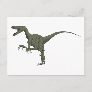 Green Velociraptor Dinosaur Postkarte