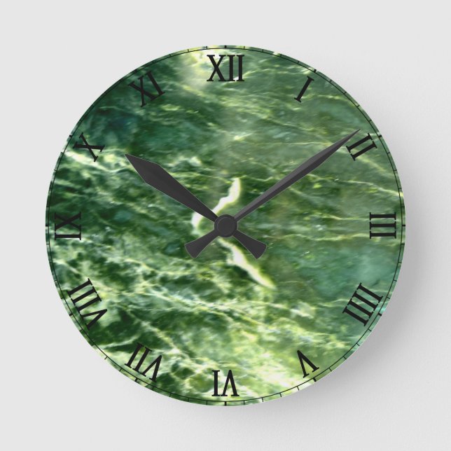 Green Verde Alpi Marble Runde Wanduhr (Vorderseite)
