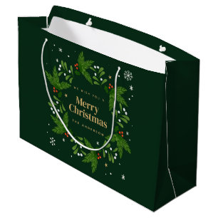 Green Verlass Snowflake Frohe Weihnachten Große Geschenktüte