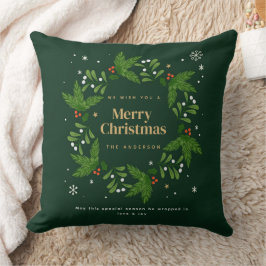 Green Verlass Snowflake Frohe Weihnachten Kissen