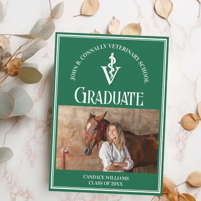 Green Veterinary School Foto Custom Abschluss Ankündigung (Von Creator hochgeladen)