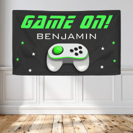 Green Video Game Birthday Party Banner