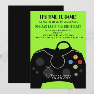 Green Video Game Boys Einladung zum Geburtstag