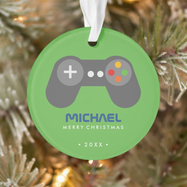 Green Video Game Controller Kids Weihnachten Ornament (Baum)