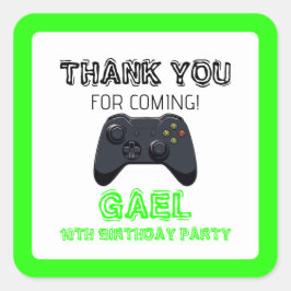 Green Video Game Gamer Boy Truck Quadratischer Aufkleber