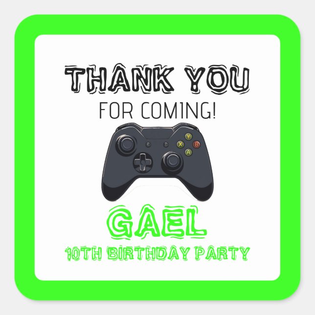 Green Video Game Gamer Boy Truck Quadratischer Aufkleber (Vorderseite)