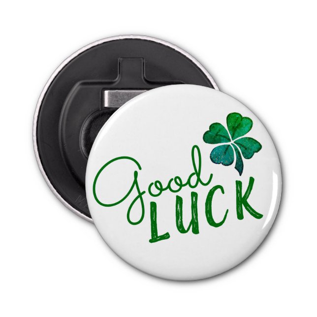 Green Viel Glück Vierblättriges Kleeblatt Kleeblat Flaschenöffner (Vorderseite)