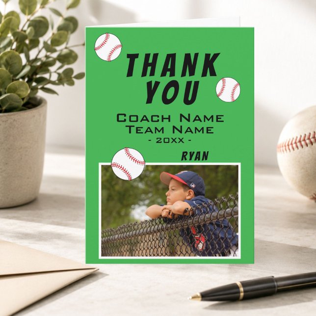 Green Vielen Dank, dass du Baseball-Ball-Fotokarte Dankeskarte (Von Creator hochgeladen)