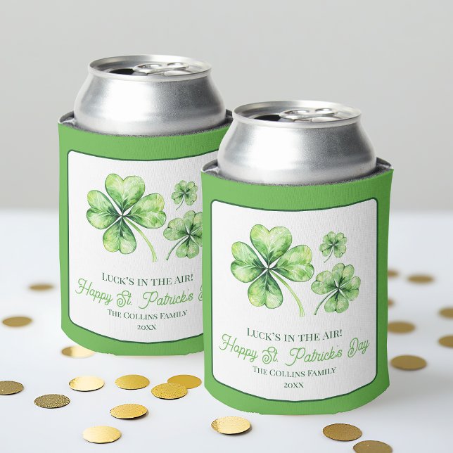 Green Vierblättriges Kleeblatt Kleeblatt St. Patri Dosenkühler (Green Four Leaf Clover Shamrock St. Patrick's Day Can Cooler)