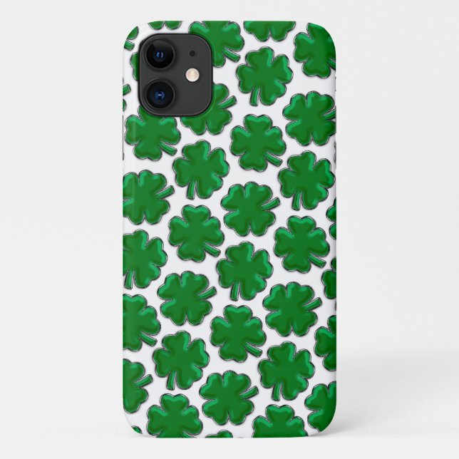Green Vierblättriges Kleeblatt Pattern Case-Mate iPhone Hülle (Rückseite)