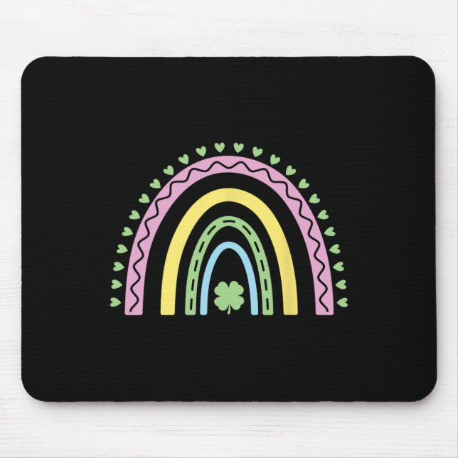 Green Vierblättriges Kleeblatt Rainbow St Patrick' Mousepad (Vorne)