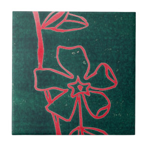 "Green Vinca Red" Kitchen Garden Keramik Tile Fliese
