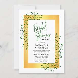 Green Vines Gold Script Brautparty Einladung