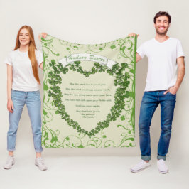 Green Vintag Banner Irish Sessing Clover Heart Fleecedecke