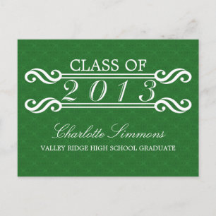 Green Vintag Damask 2013 Grad Party Postkarte