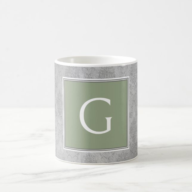 Green Vintag Damask Monogram-Tasse Kaffeetasse (Mittel)