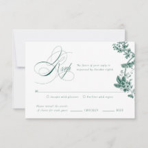Green Vintag Floral Wedding Suite RSVP Card