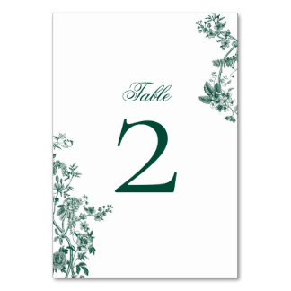 Green Vintag Floral Wedding Suite Tischnummern