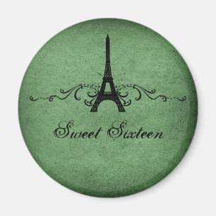 Green Vintag French Blüh Sweet 16 Magnet
