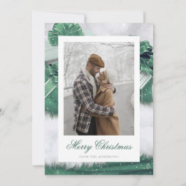 Green Vintag Gift Snow Foto Weihnachtskarten Feiertagskarte