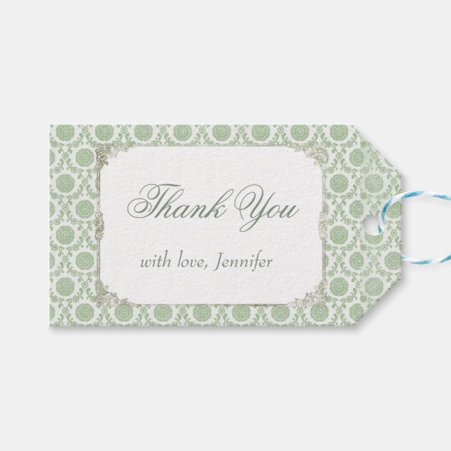 Green Vintag Shabby Brautparty Geschenkanhänger (Vorderseite (Horizontal))