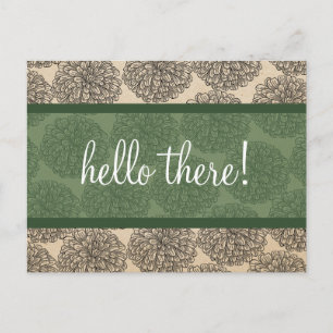 Green Vintag Zinnia Postcard Postkarte