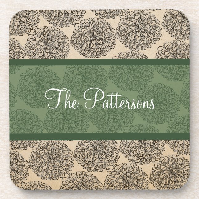 Green Vintag Zinnia Untersetzer Set (Vorderseite)