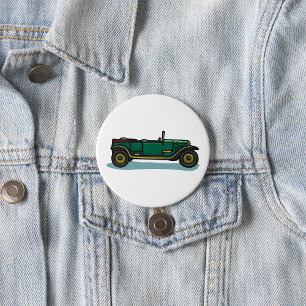 Green Vintage Car Classic Old Timer Automobil Button