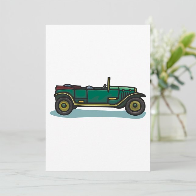 Green Vintage Car Classic Old Timer Automobil Einladung (Von Creator hochgeladen)