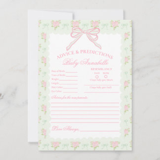 Green Vintage Fancy Floral Baby Advice Card Einladung