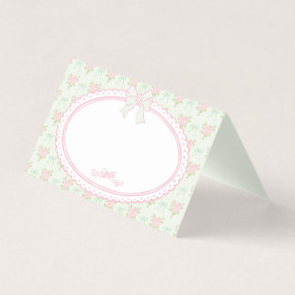 Green Vintage Fancy Floral Place Card Table Decor