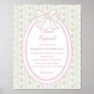 Green Vintage Fancy Floral Time Capsule Game Poster