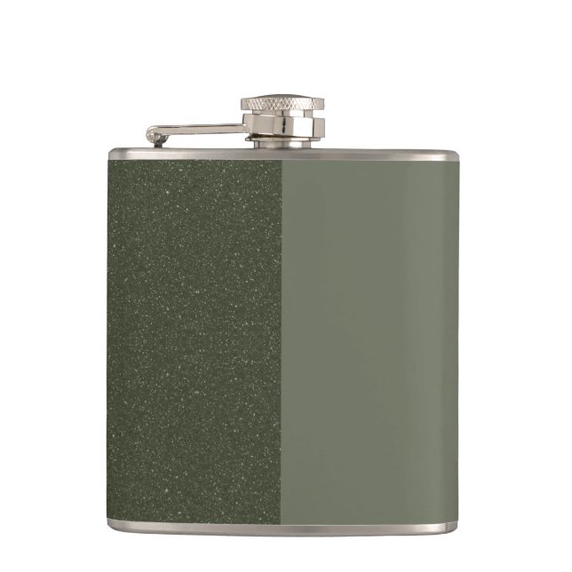 Green Vinyl-Wrapped Flask mit zwei Tonen Moos - Cu Flachmann (Vorderseite)