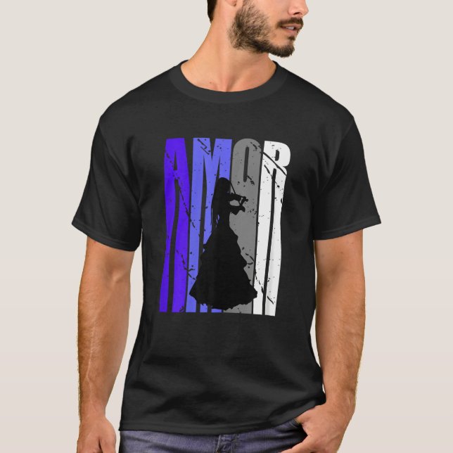 Green Violin Distressed Amor Violinist Inspiration T-Shirt (Vorderseite)