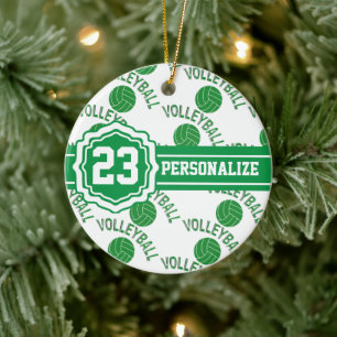Green Volleyball   DIY Name and number Keramik Ornament